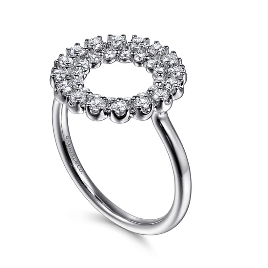 14K White Gold Multi Diamond Circle Fashion Ring angle 3