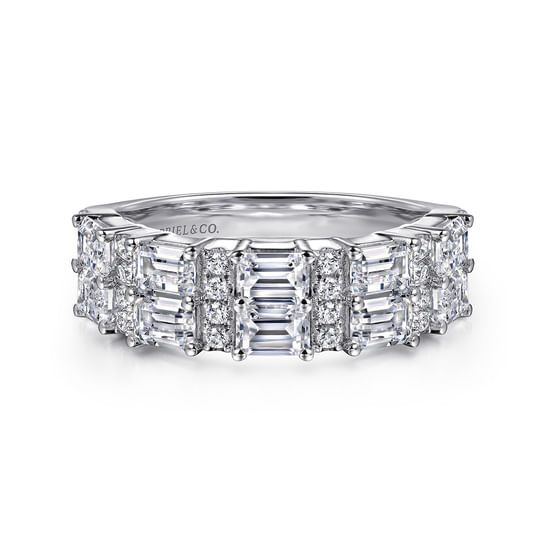Gabriel - 14K White Gold Multi Row Diamond Classic Ring