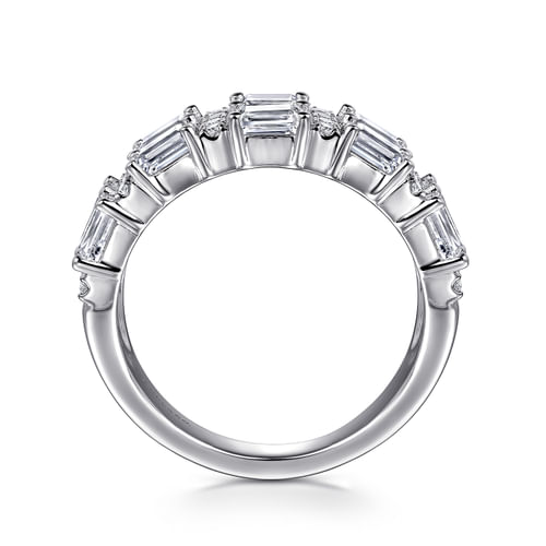 14K White Gold Multi Row Diamond Classic Ring