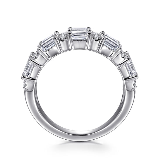 14K White Gold Multi Row Diamond Classic Ring angle 2