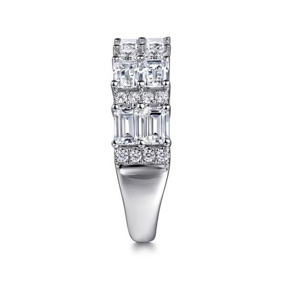 14K White Gold Multi Row Diamond Classic Ring angle 4