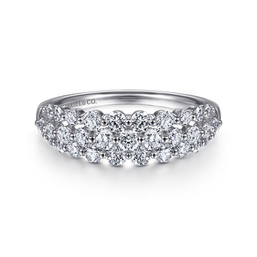 14K White Gold Multi Row Diamond Ring