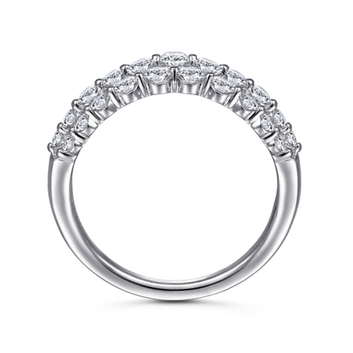 14K White Gold Multi Row Diamond Ring