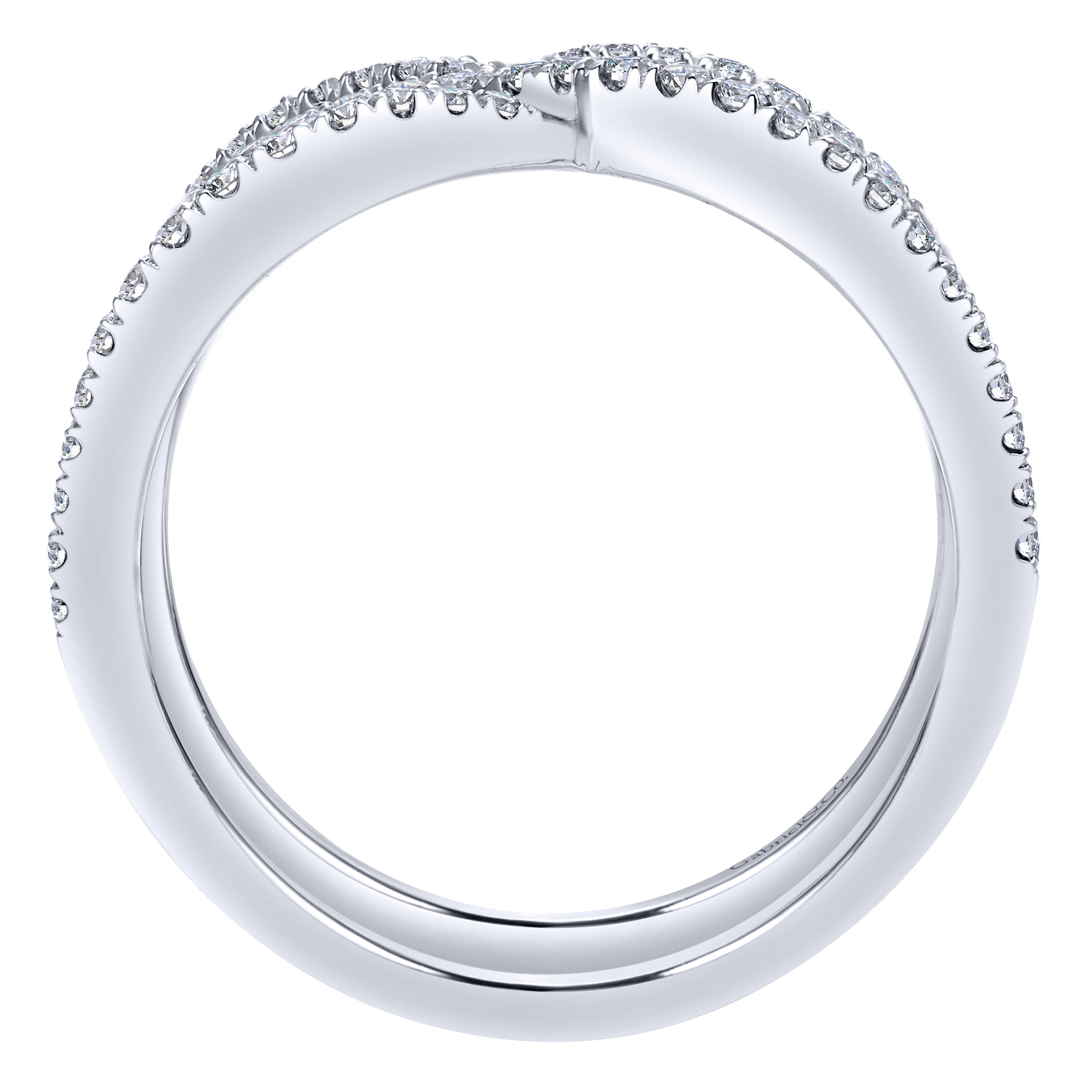 14K White Gold Multi Row Layered Open Diamond Ring