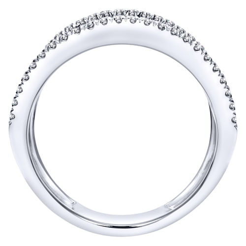 14K White Gold Multi Row Wide Diamond Ring