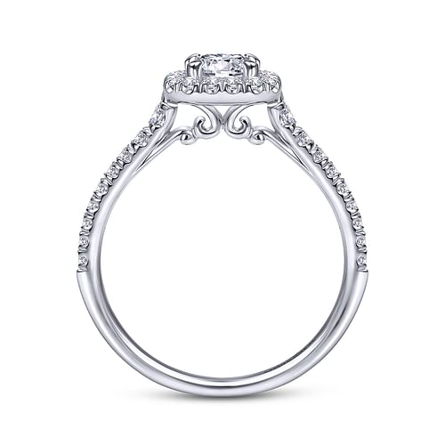 14K White Gold Octagonal Halo Complete Diamond Engagement Ring