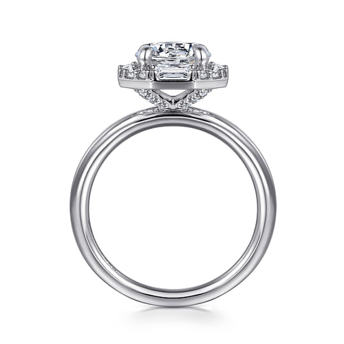 14K White Gold Octagonal Hidden Halo Diamond Engagement Ring