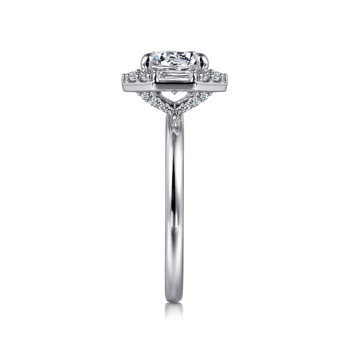 14K White Gold Octagonal Hidden Halo Diamond Engagement Ring