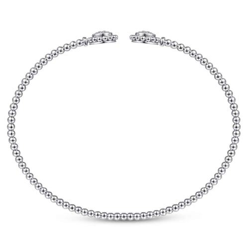 14K White Gold Open Bangle with Pav¿ª Diamond Circles