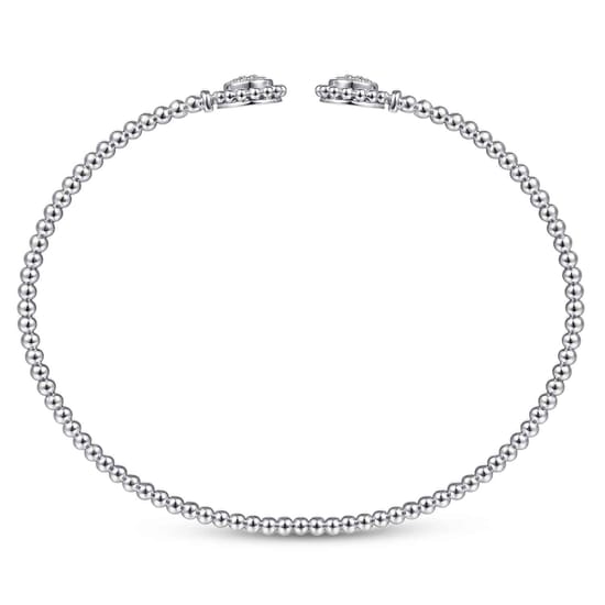 14K White Gold Open Bangle with Pav¿ª Diamond Circles angle 3