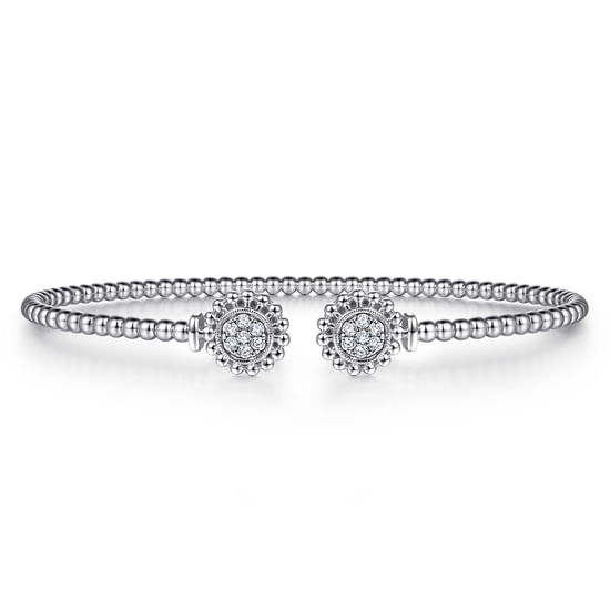 Gabriel - 14K White Gold Open Bangle with Pav¿ª Diamond Circles