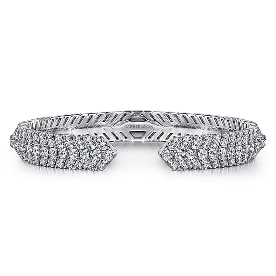 Gabriel - 14K White Gold Open Chevron Diamond Bangle