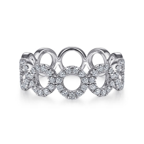 14K White Gold Open Circle Diamond Ring