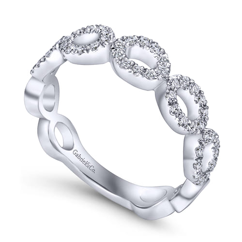 14K White Gold Open Circles Diamond Band