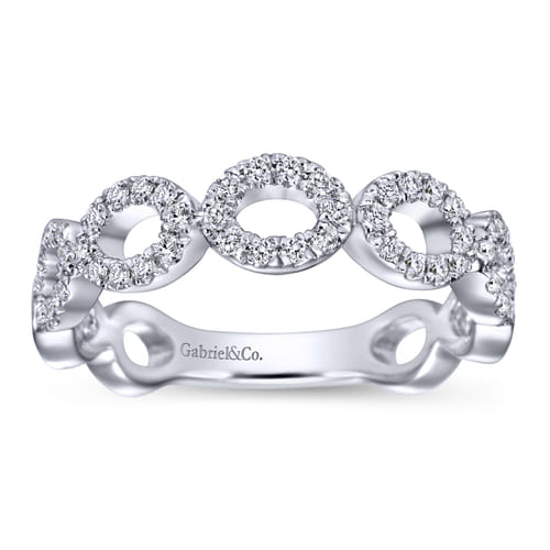 14K White Gold Open Circles Diamond Band
