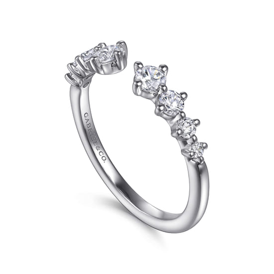 14K White Gold Open Diamond Anniversary Band angle 3