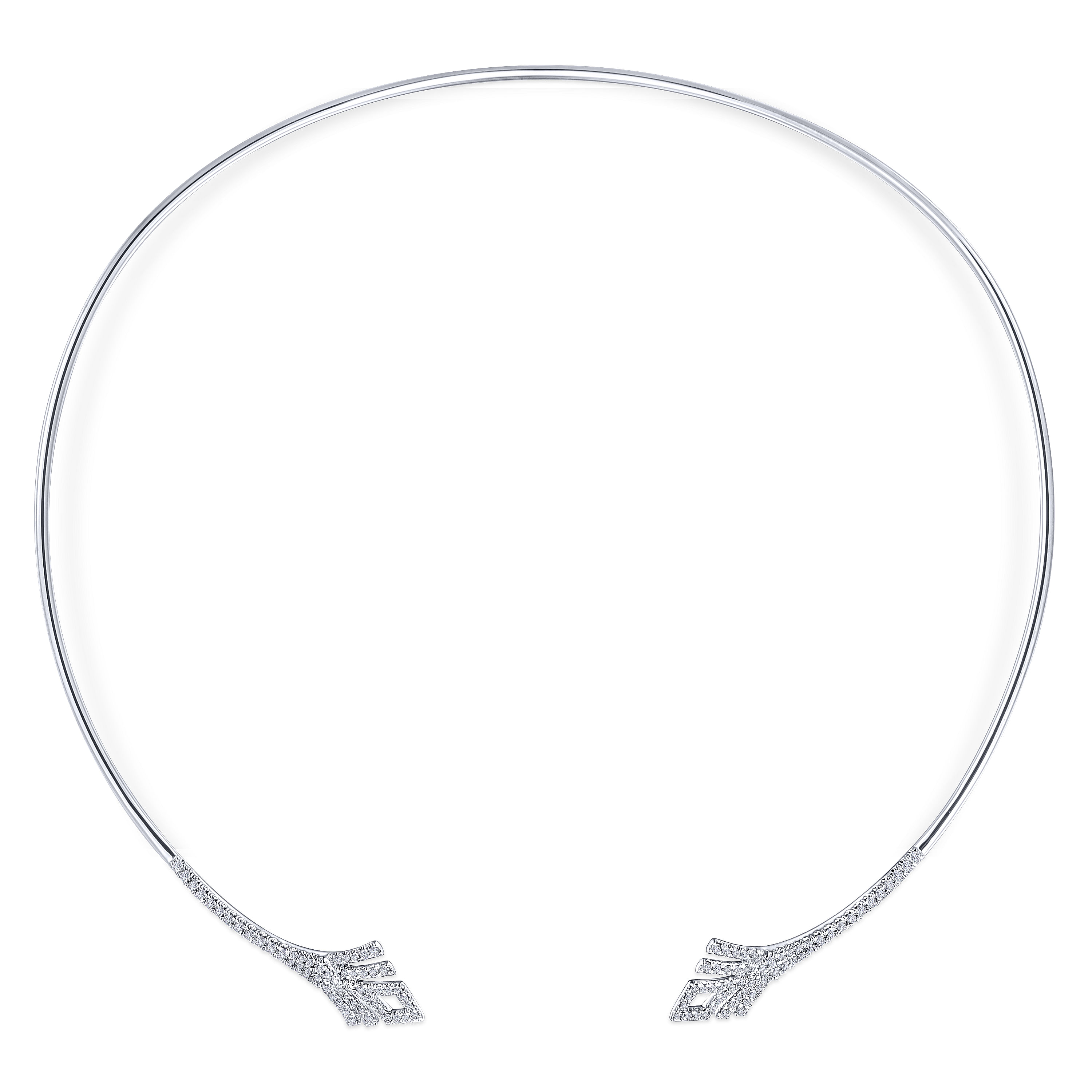 14K White Gold Open Diamond Collar Necklace