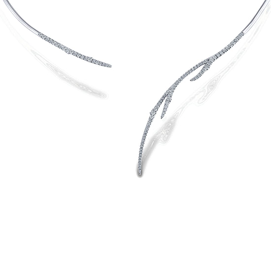 Gabriel - 14K White Gold Open Diamond Pavé Branch Necklace