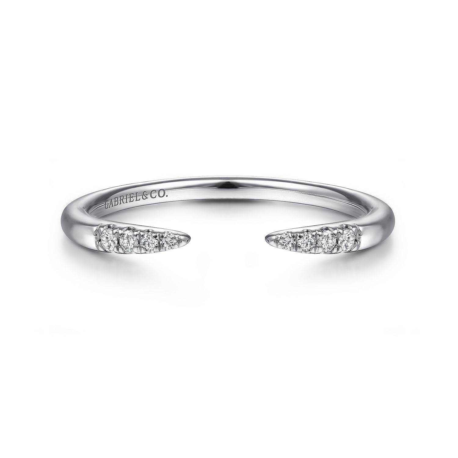 Gabriel - 14K White Gold Open Diamond Tipped Stackable Ring