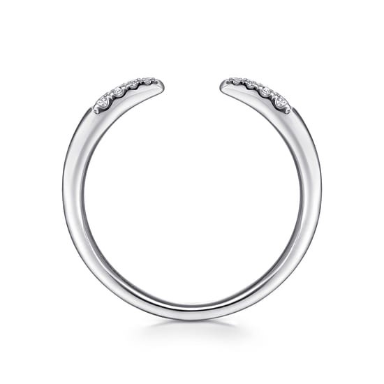 14K White Gold Open Diamond Tipped Stackable Ring angle 2