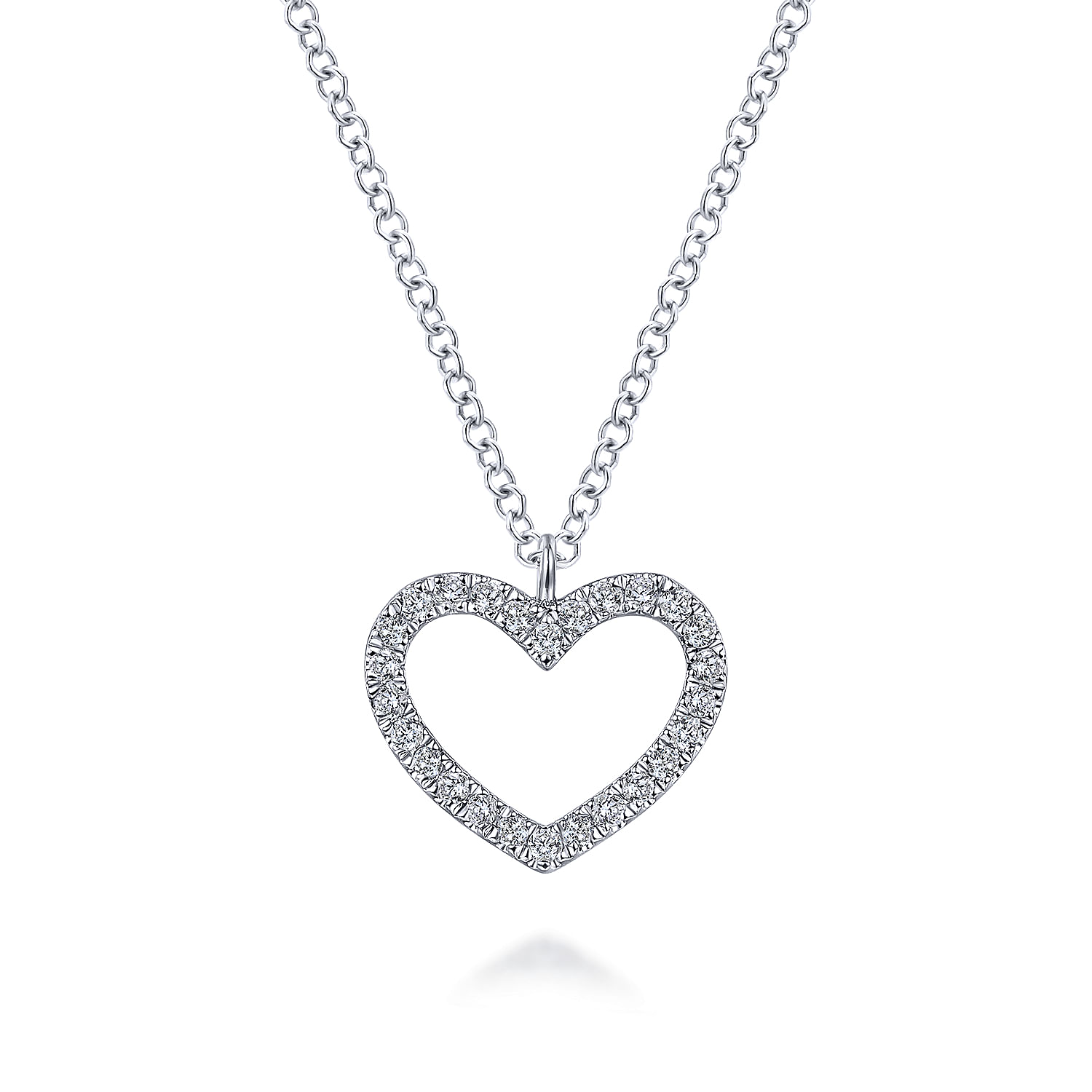 Gabriel - 14K White Gold Open Heart Diamond Pendant Necklace