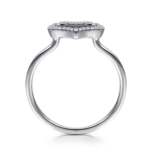 14K White Gold Open Heart Diamond Ring