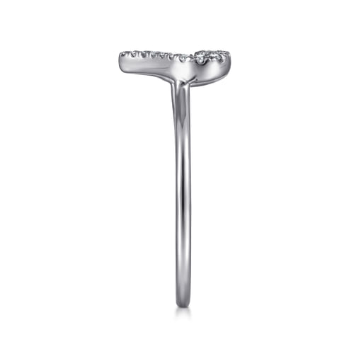 14K White Gold Open Heart Diamond Ring