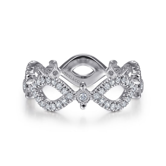 Gabriel - 14K White Gold Open Link Diamond Station Ring