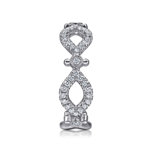 14K White Gold Open Link Diamond Station Ring