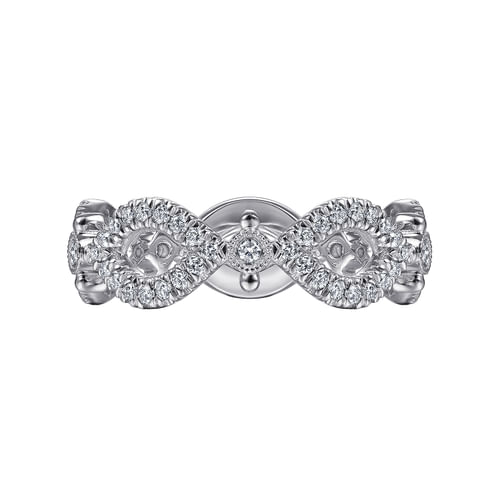 14K White Gold Open Link Diamond Station Ring
