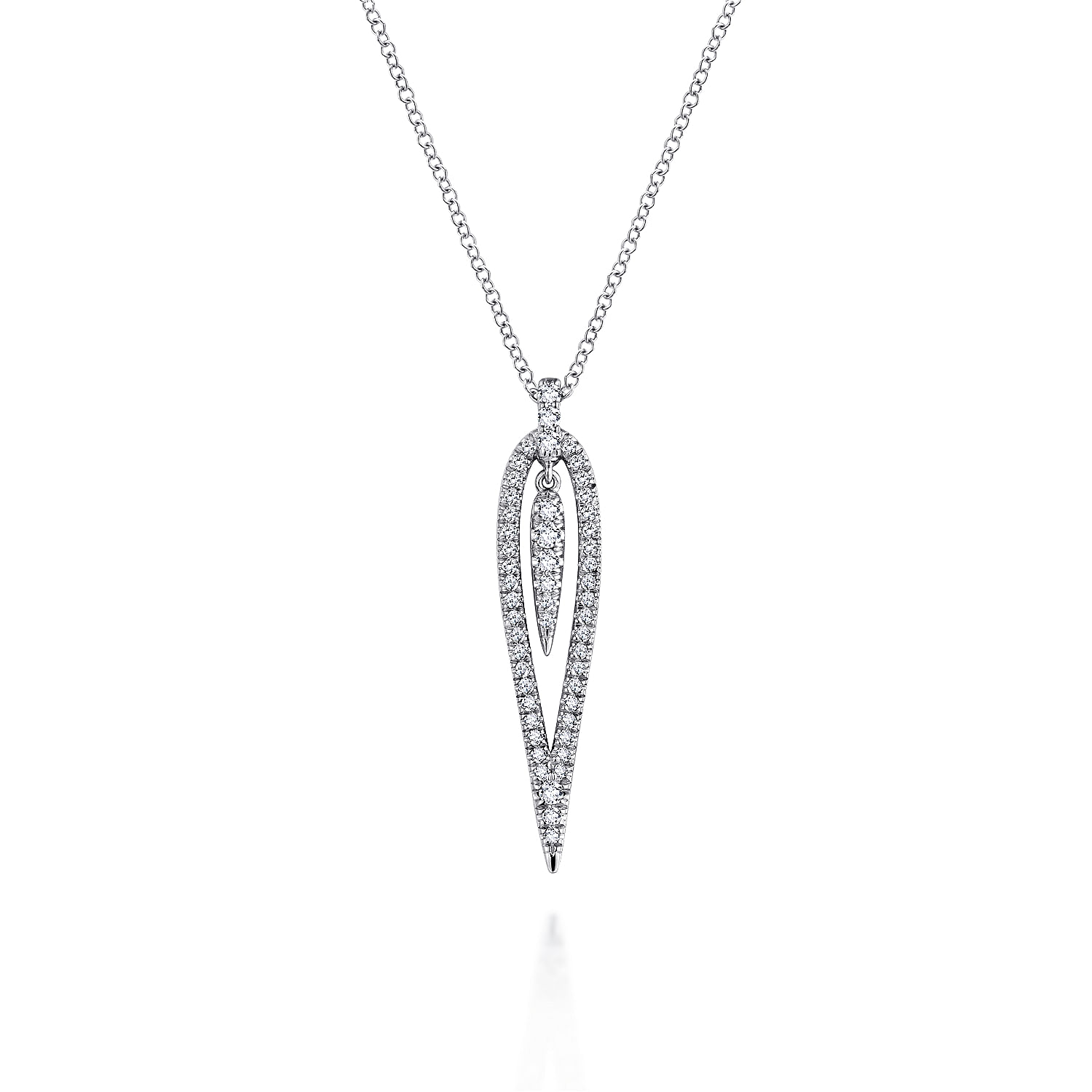 Gabriel - 14K White Gold Open Teardrop Diamond Pendant Necklace