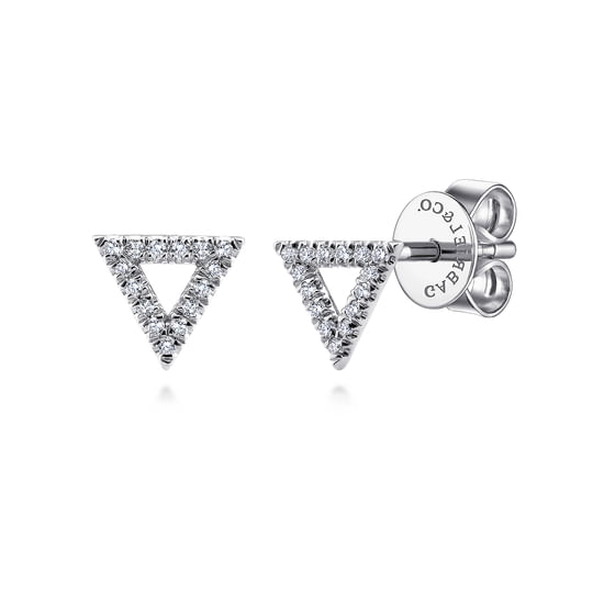 Gabriel - 14K White Gold Open Triangle Diamond Stud Earrings