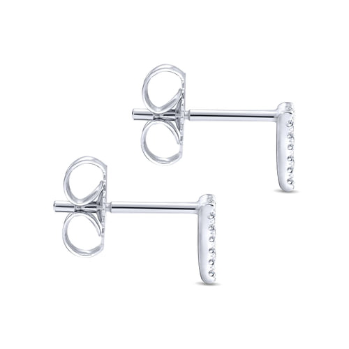 14K White Gold Open Triangle Diamond Stud Earrings