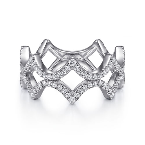 14K White Gold Open Triangular Diamond Ring