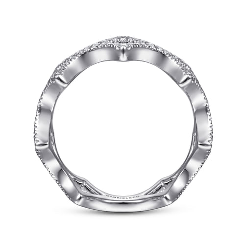 14K White Gold Open Triangular Diamond Ring