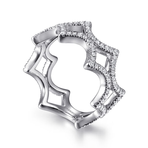 14K White Gold Open Triangular Diamond Ring