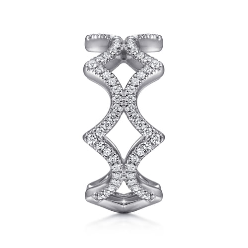 14K White Gold Open Triangular Diamond Ring