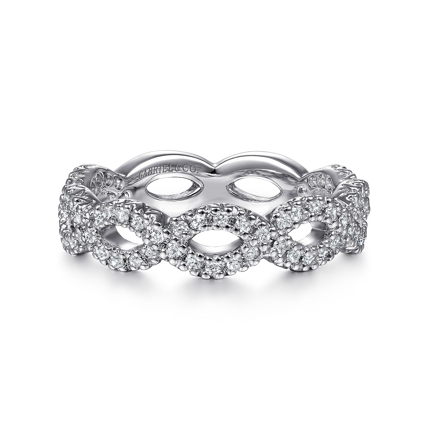 Gabriel - 14K White Gold Open Twisted Diamond Stackable Ring