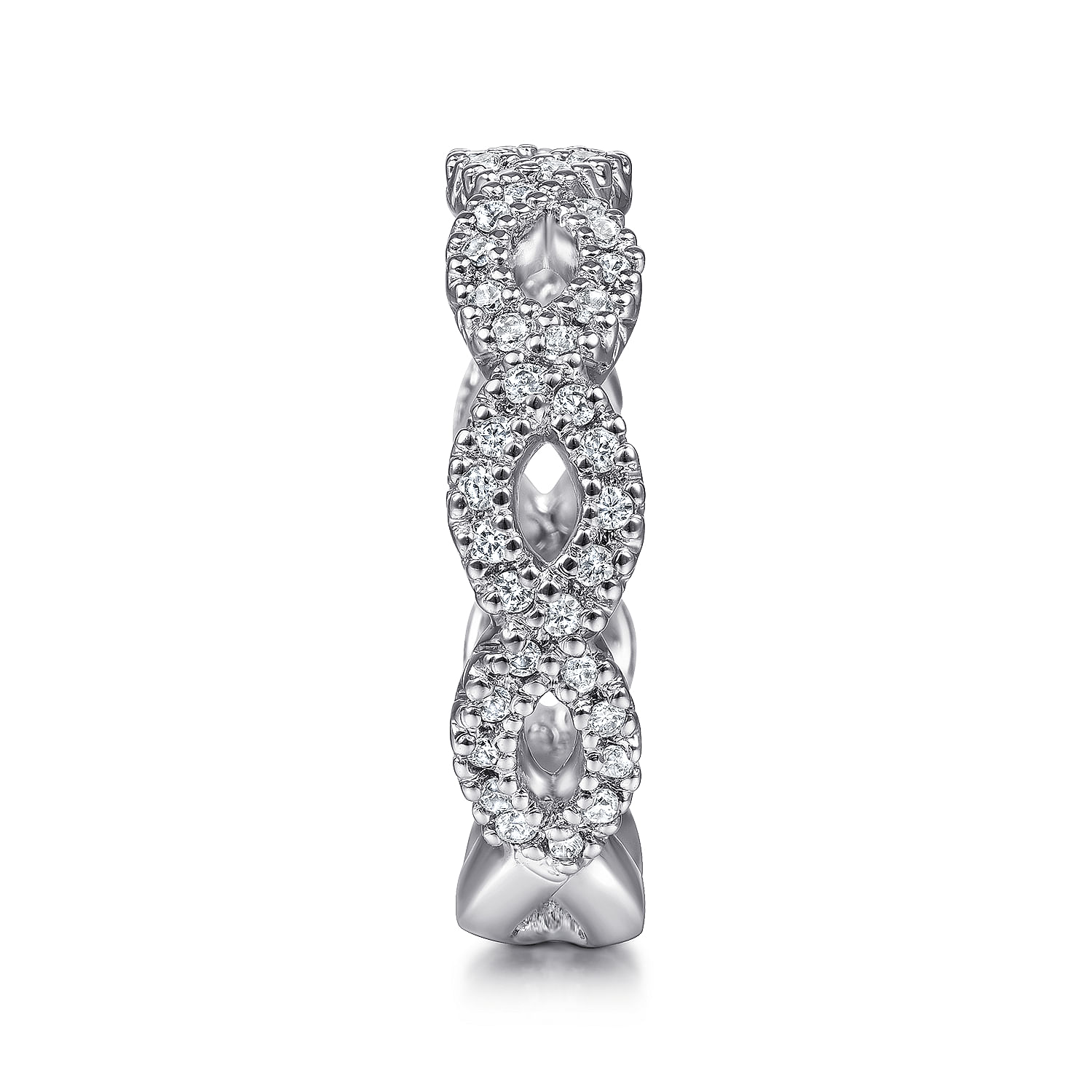 14K White Gold Open Twisted Diamond Stackable Ring