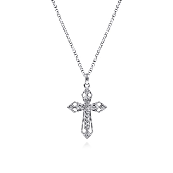 14K White Gold Openwork Diamond Cross Necklace 14K White Gold Openwork Diamond Cross Necklace