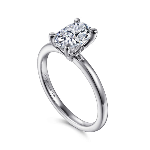 14K White Gold Oval  Diamond Engagement Ring