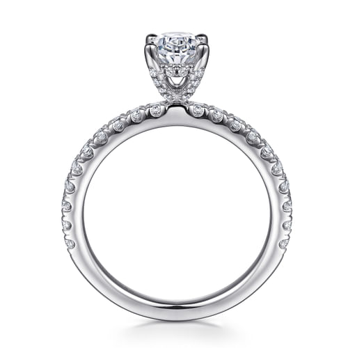 14K White Gold Oval  Diamond Engagement Ring