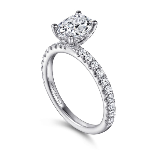 14K White Gold Oval  Diamond Engagement Ring