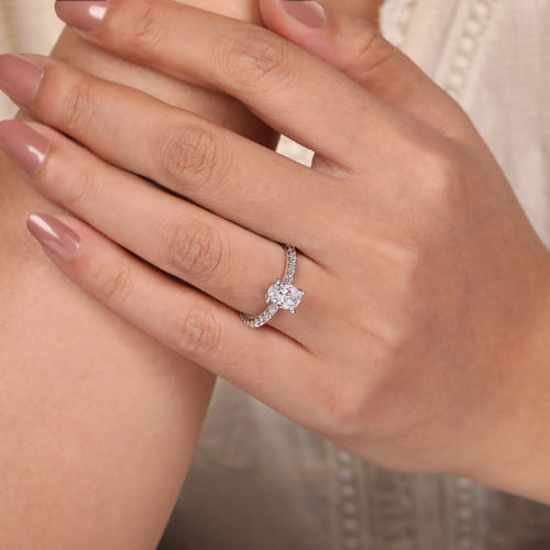 14K White Gold Oval  Diamond Engagement Ring