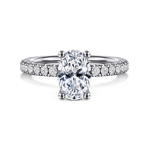 14K White Gold Oval  Diamond Engagement Ring