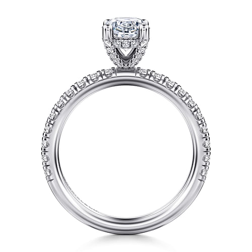 14K White Gold Oval  Diamond Engagement Ring