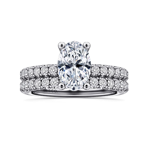 14K White Gold Oval  Diamond Engagement Ring