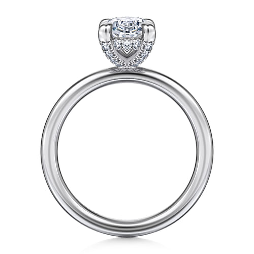 14K White Gold Oval  Diamond Engagement Ring