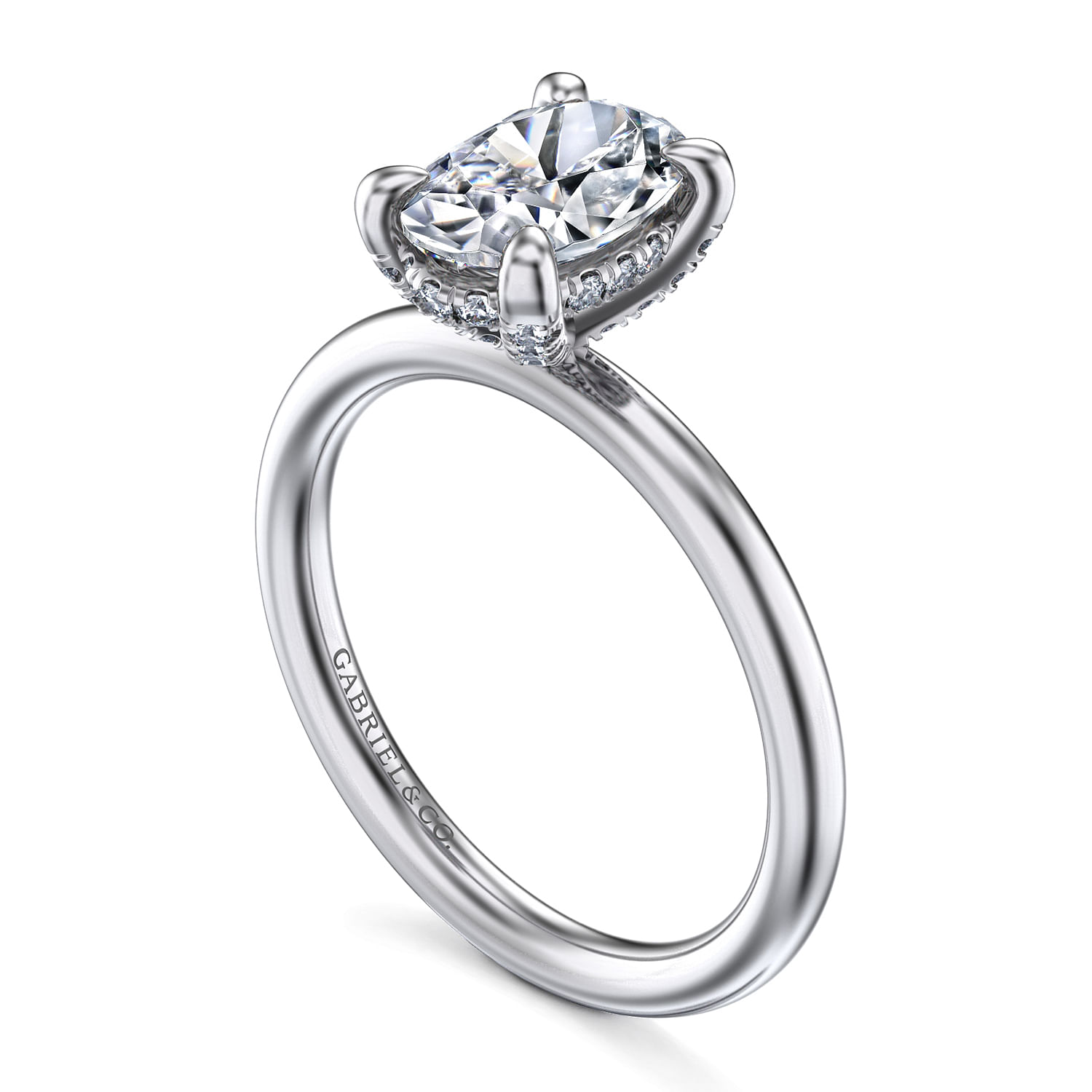 14K White Gold Oval  Diamond Engagement Ring