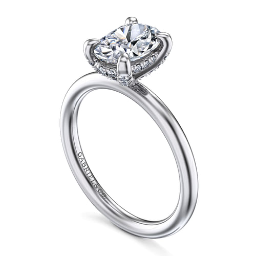 14K White Gold Oval  Diamond Engagement Ring